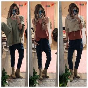 Free People Navy Harem Pant Trouser XS Oversized